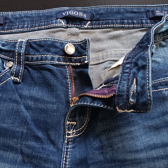 Vigoss Skinny Jeans Womens 12 Blue Excellent Heritage Fit Sequin Flap Pocket - Picture 4 of 11